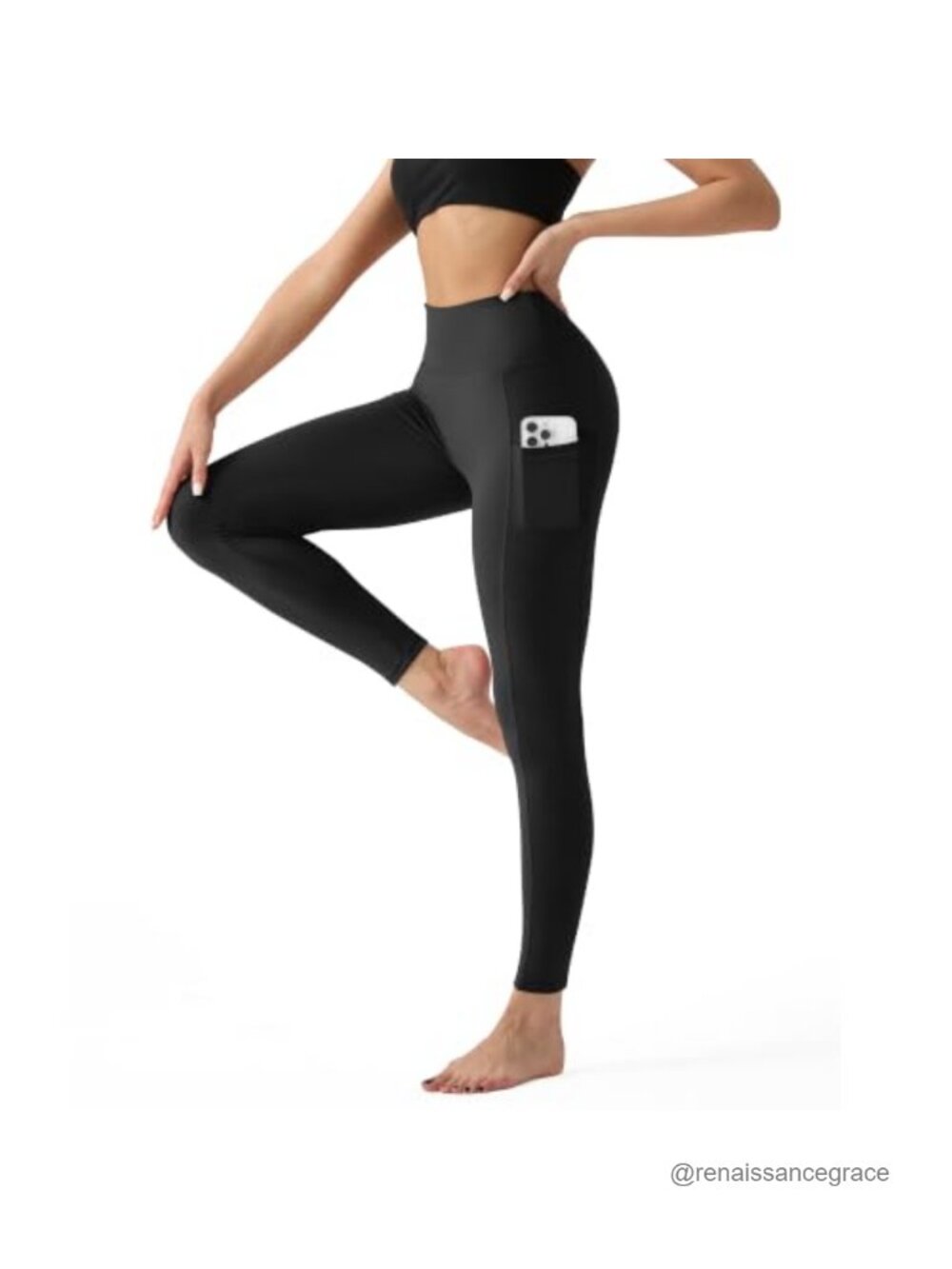 High Waisted Leggings with Pockets, Tummy Control Capri Yoga Pants for Women,